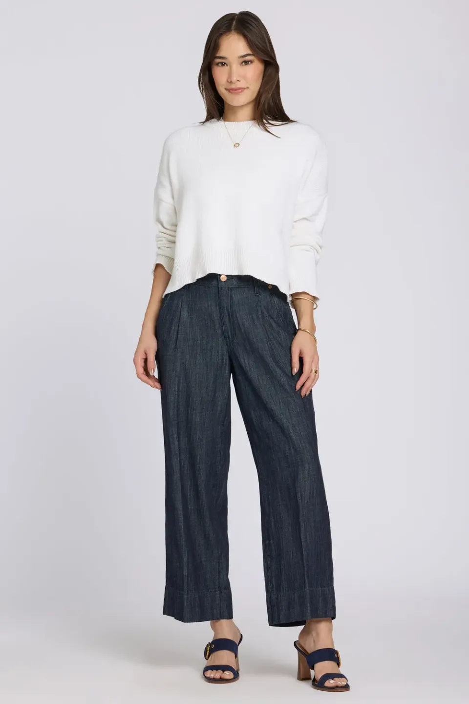 NYDJ Teresa Wide Leg Ankle Jeans Dark Indigo