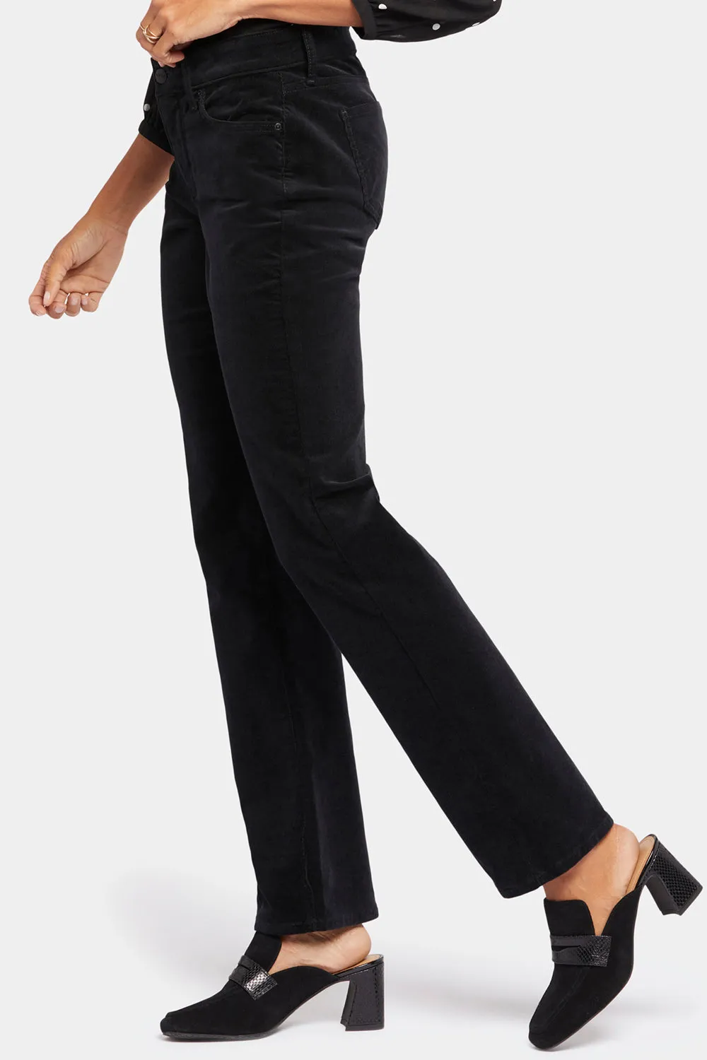 NYDJ Marilyn Straight Hose Petite Schwarz Cord stretch