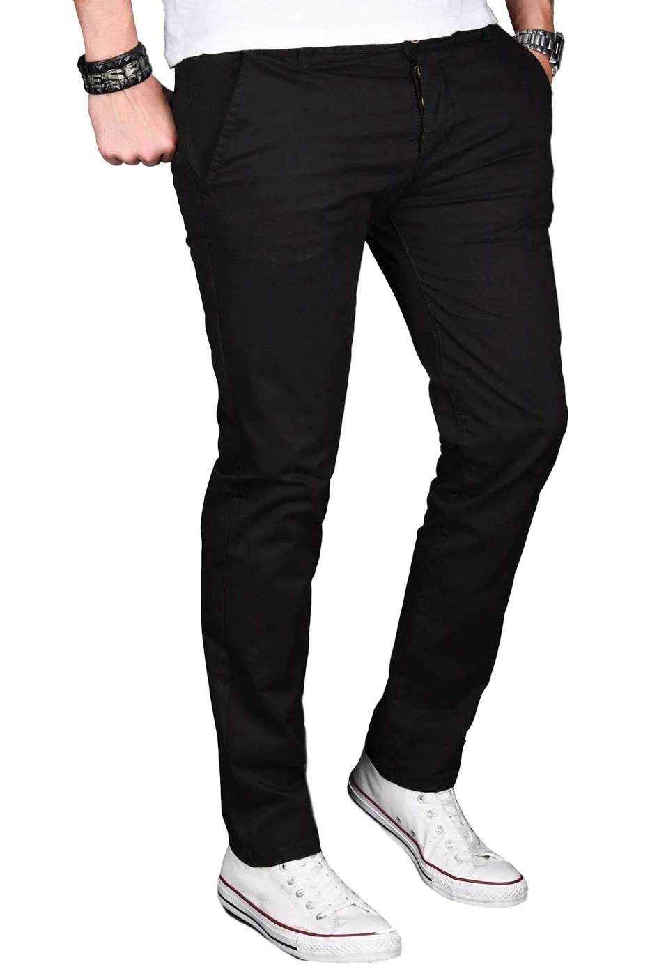 Alessandro Salvarini AS024 Chino Herren Schwarz Stretch