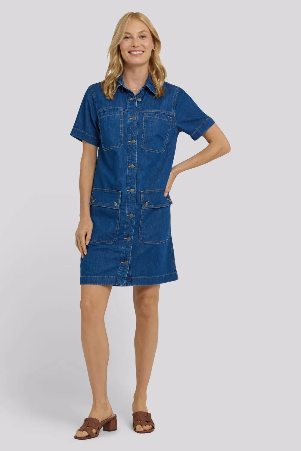 NYDJ Denim Utility Kleid Medium Indigo Baumwolle