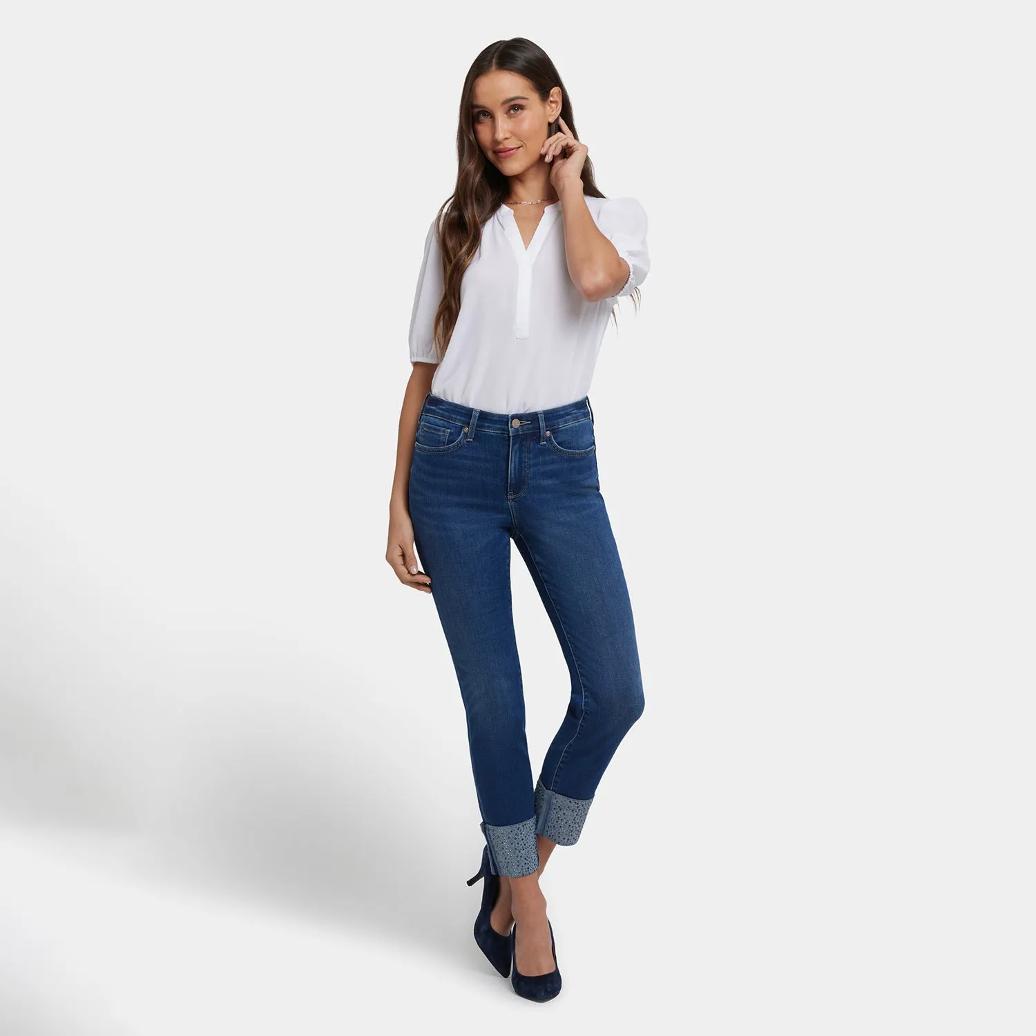 NYDJ Sheri Slim Ankle Jeans Vintage Lapis Strass