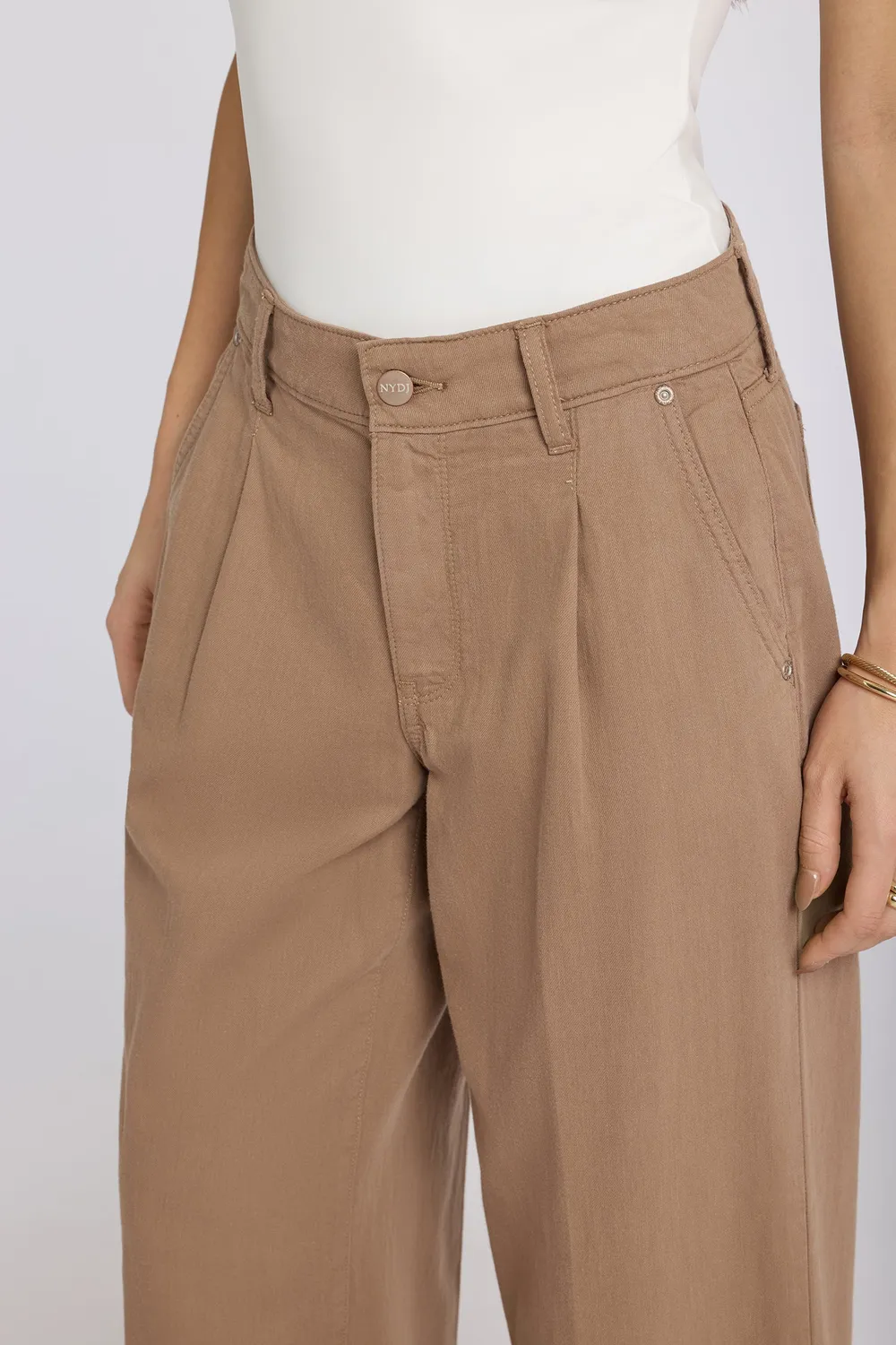 NYDJ Teresa Wide Leg Ankle Jeans Toasted Coconut hellbraun