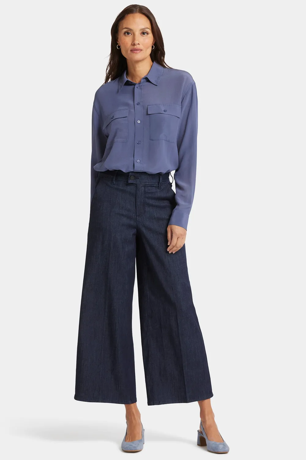 NYDJ Mona Wide Leg Trouser Ankle Jeans Lightweight Rinse