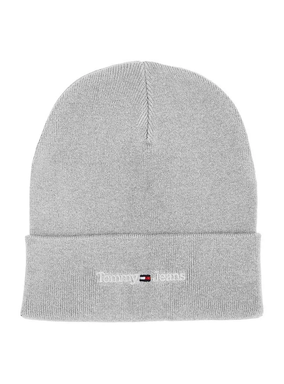 Tommy Jeans Sport Beanie Herren Strickmütze Grau Rippstrick
