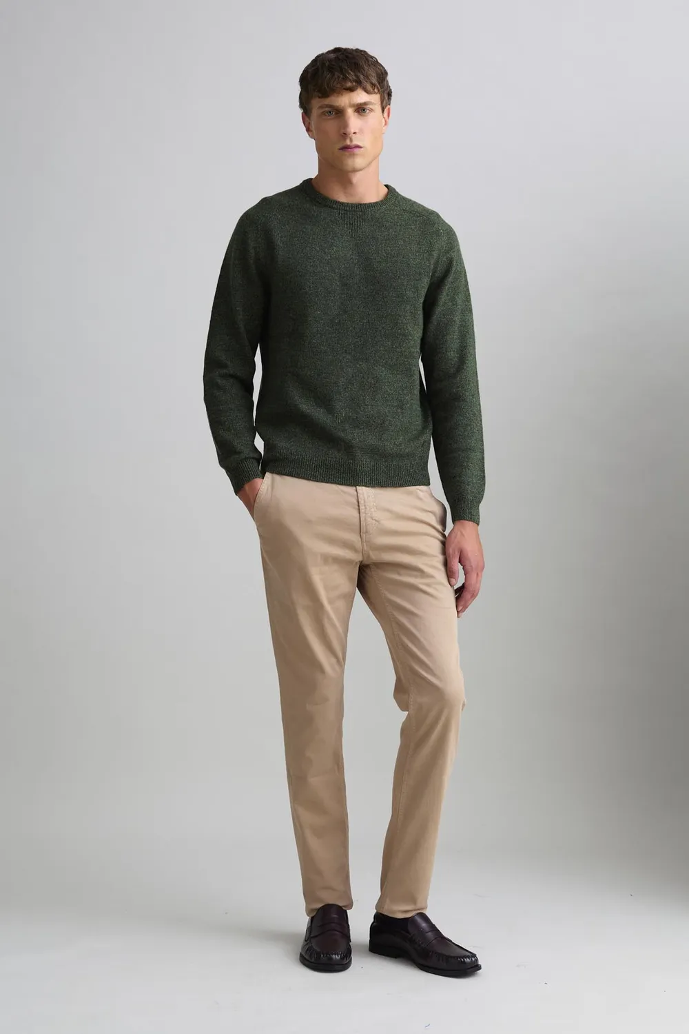 Jeckerson Girocollo Raglan Pullover Wolle militärgrün