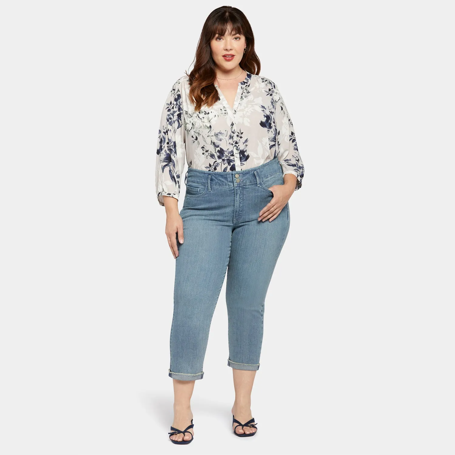 NYDJ Chloe Capri Jeans Thistle Falls Plus mit Lift Tuck