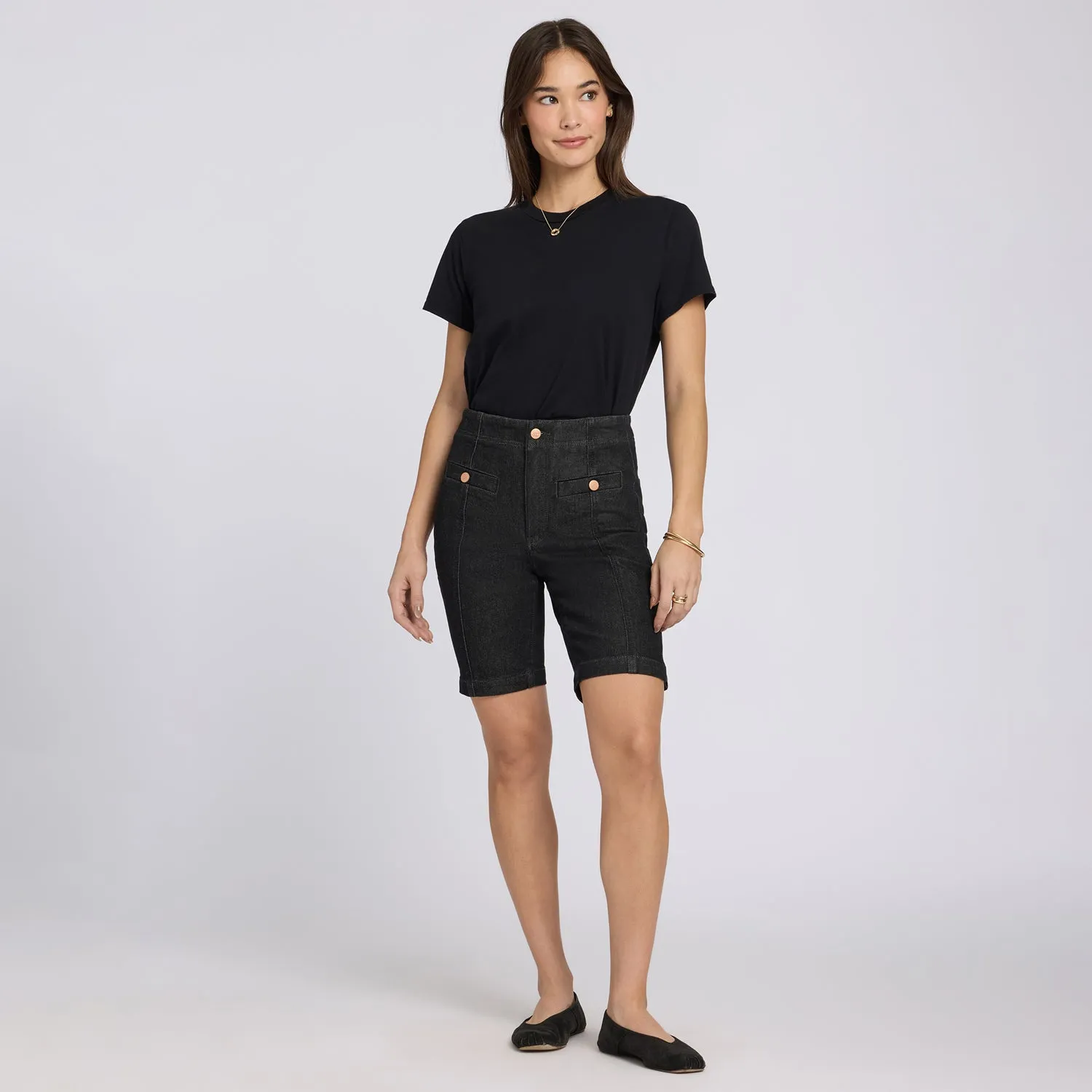 NYDJ Ella Denim Shorts Black Rinse High Rise