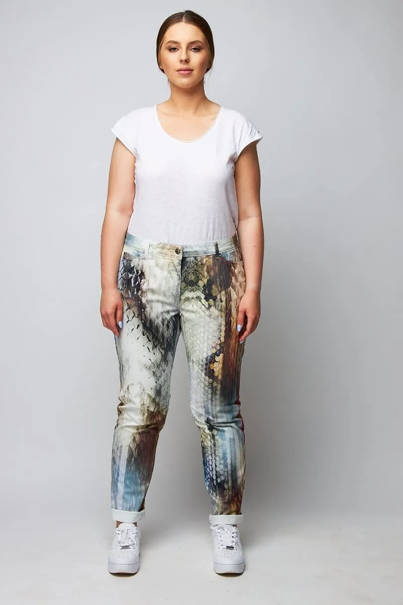 Wille Damenjeans Schlangenmuster Dunkel Stretch große Größen
