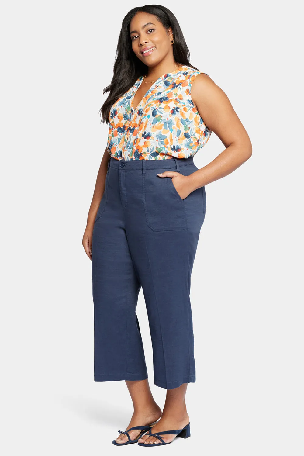 NYDJ Wide Leg Cargo Capri Hose Oxford Navy Plus Size