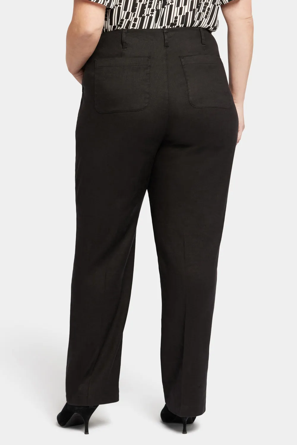 NYDJ Marilyn Straight Plus Hose Schwarz Leinen-Stretch