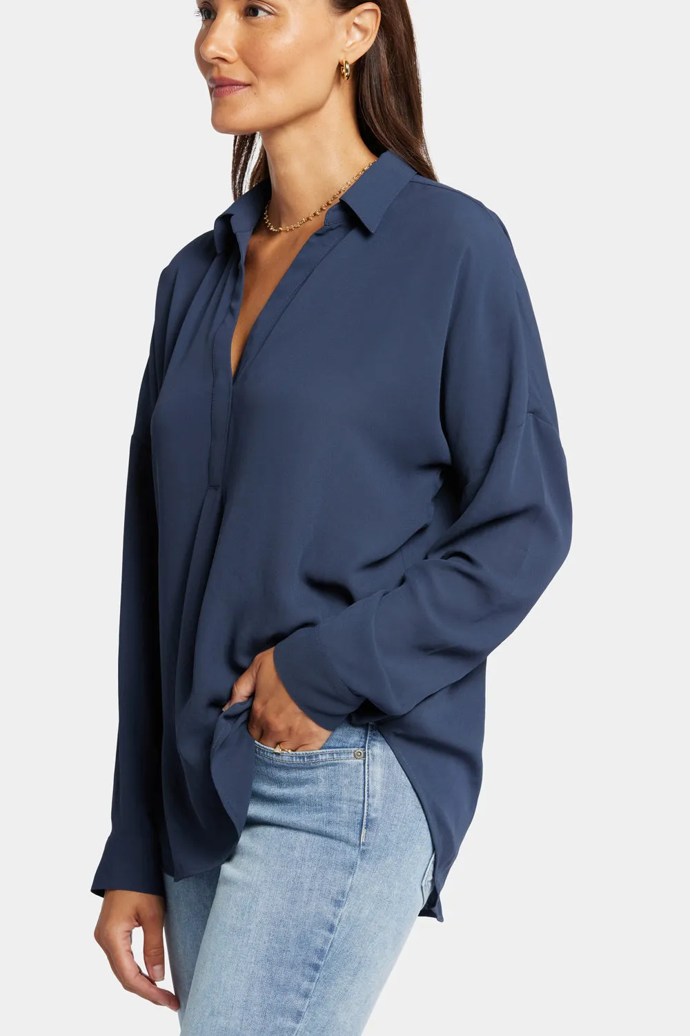 NYDJ Becky Bluse Oxford Navy Georgette