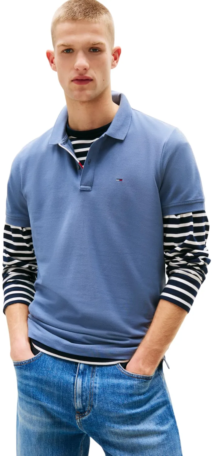 Tommy Jeans Slim Placket Poloshirt Herren Slim Fit Blau