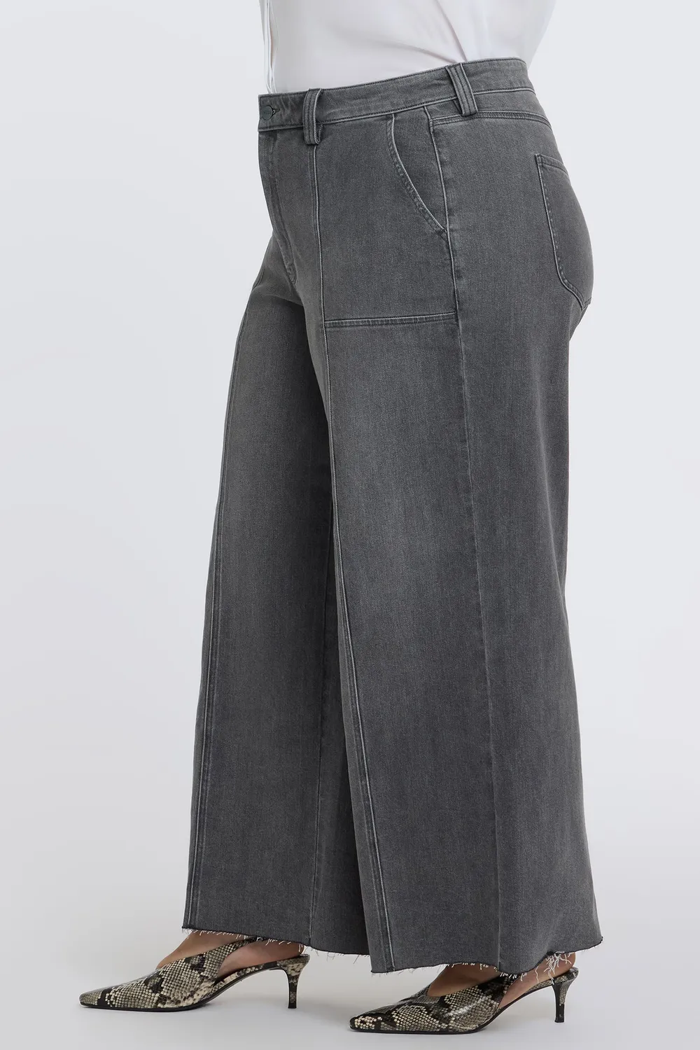 NYDJ Simone Wide Leg Jeans Dusty Ash Plus-Size grau