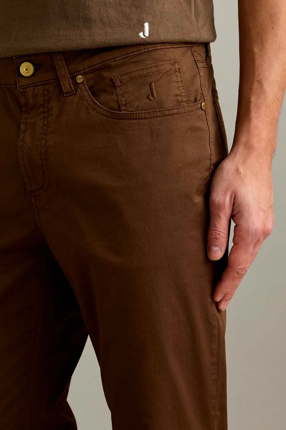 Jeckerson Jordan Slim Fit Hose hellbraun Gabardine