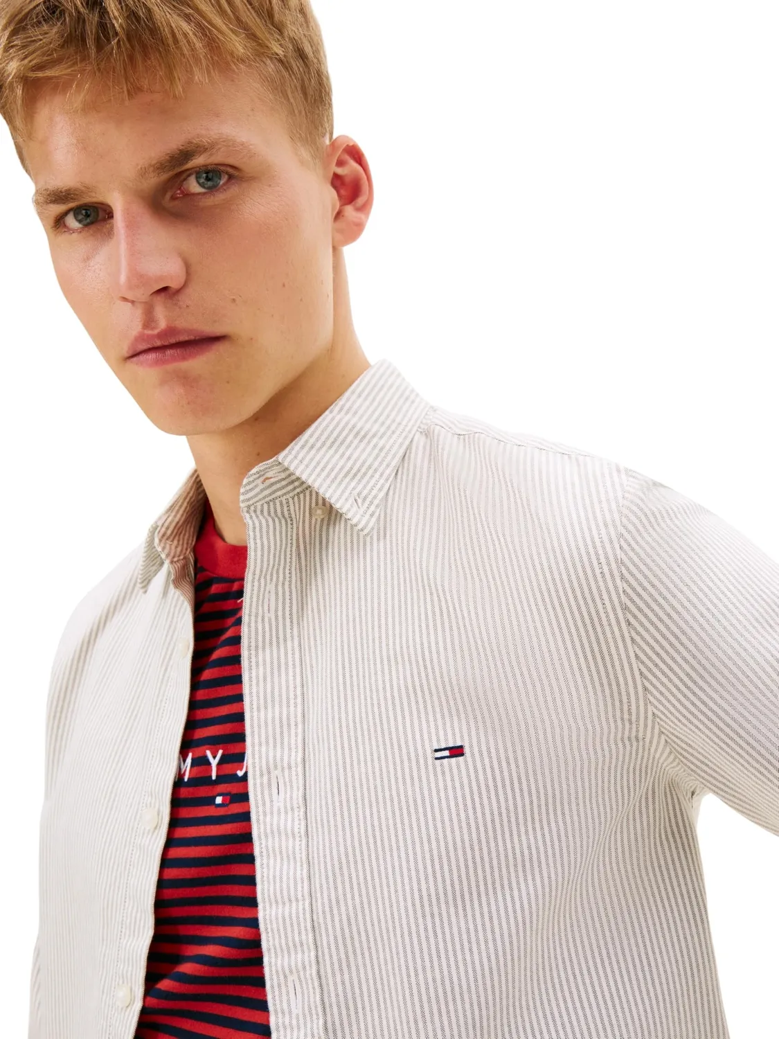 Tommy Jeans Stripe Oxford Herren Hemd Slim Fit gestreift