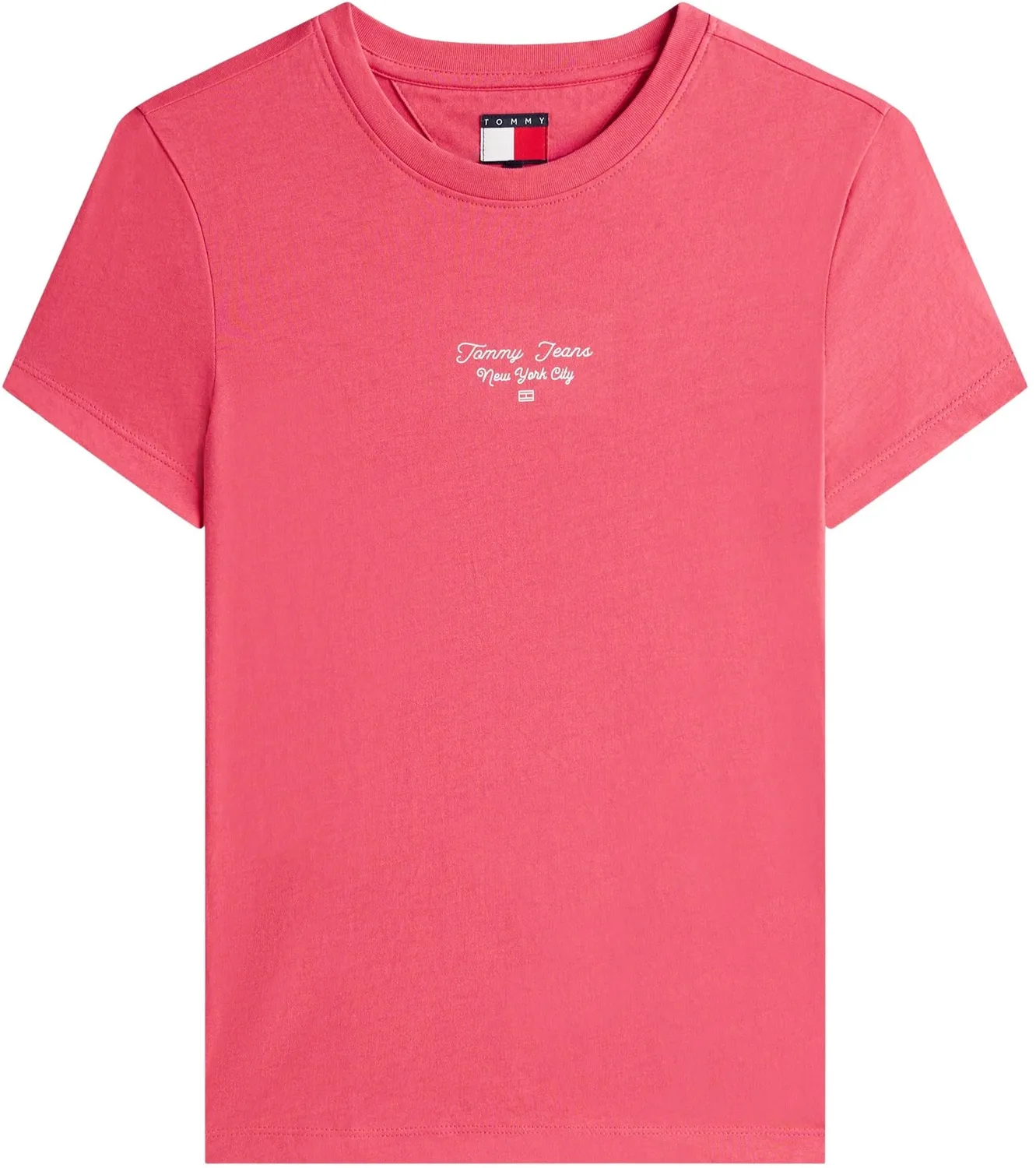 Tommy Jeans Logo T-Shirt Damen Rot Vintage Cerise Baumwolle