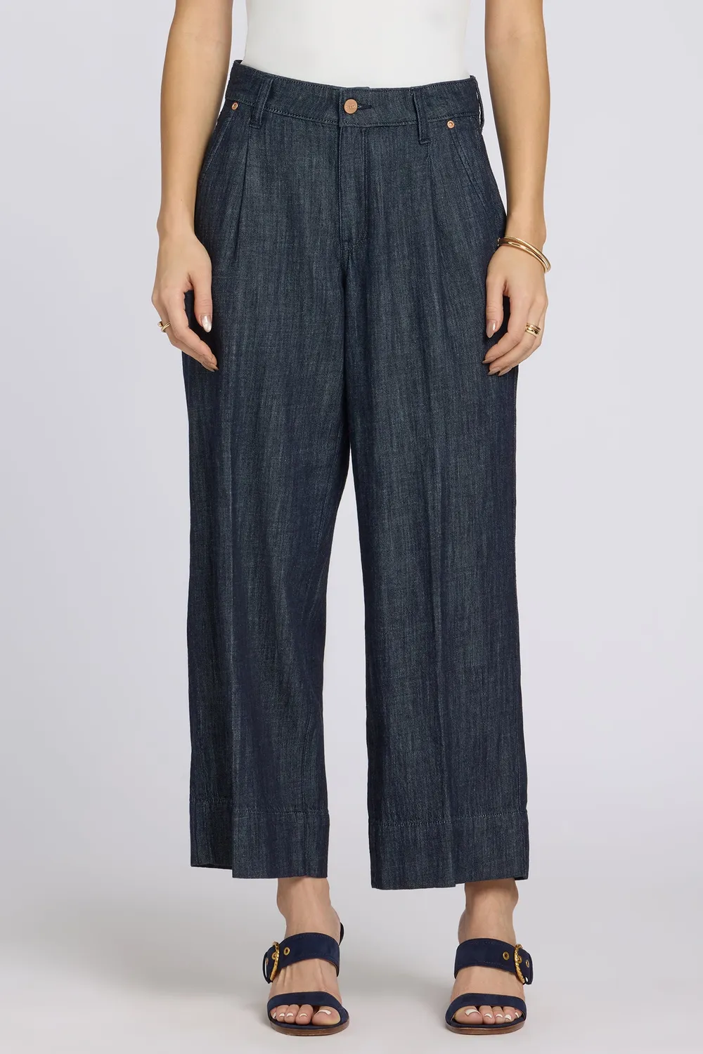 NYDJ Teresa Wide Leg Ankle Jeans Dark Indigo