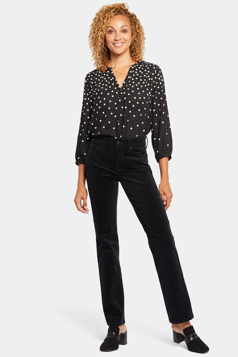 NYDJ Marilyn Straight Hose Petite Schwarz Cord stretch