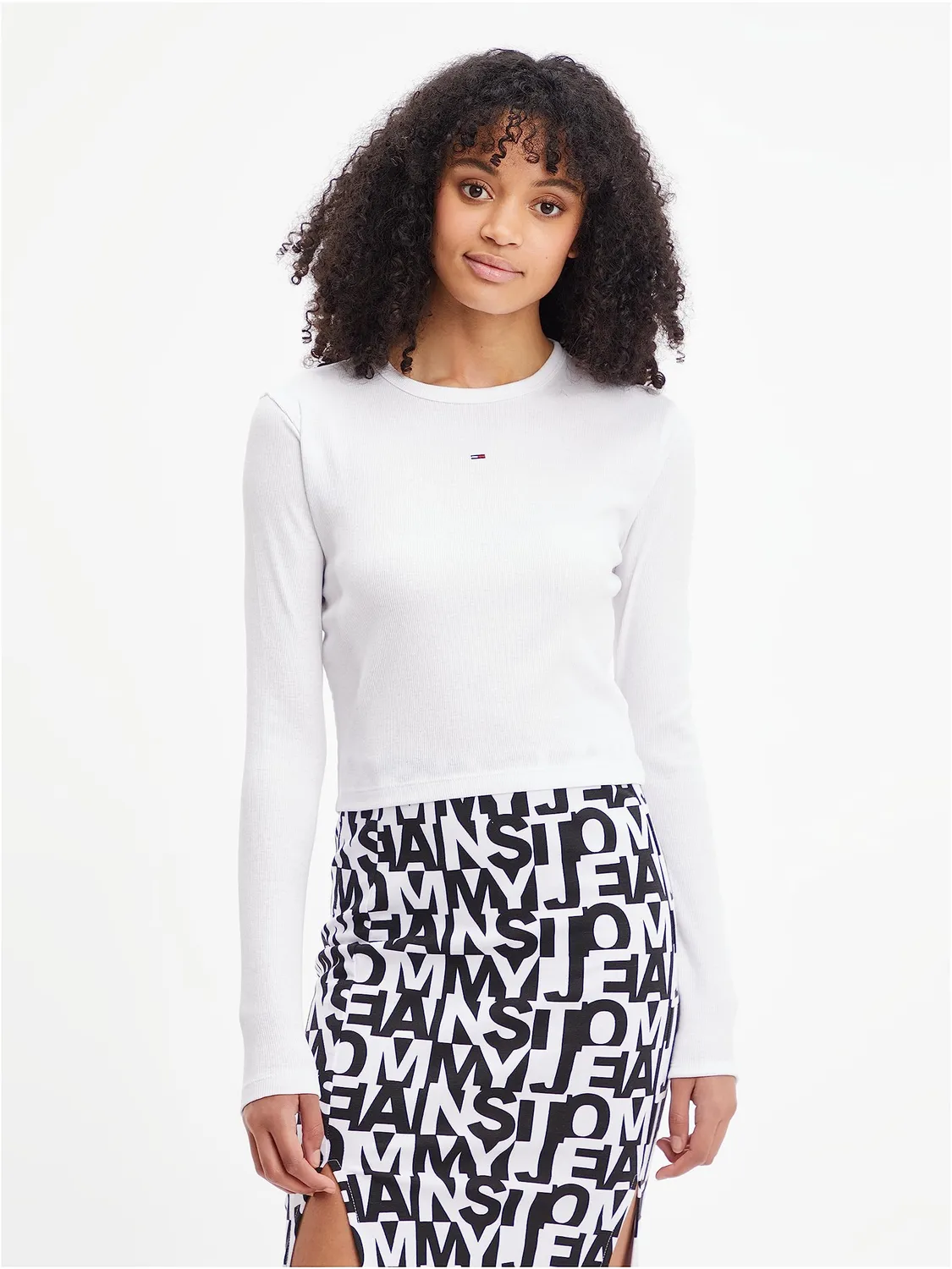 Tommy Jeans BBY Essential Rib Langarmshirt Damen Ripp