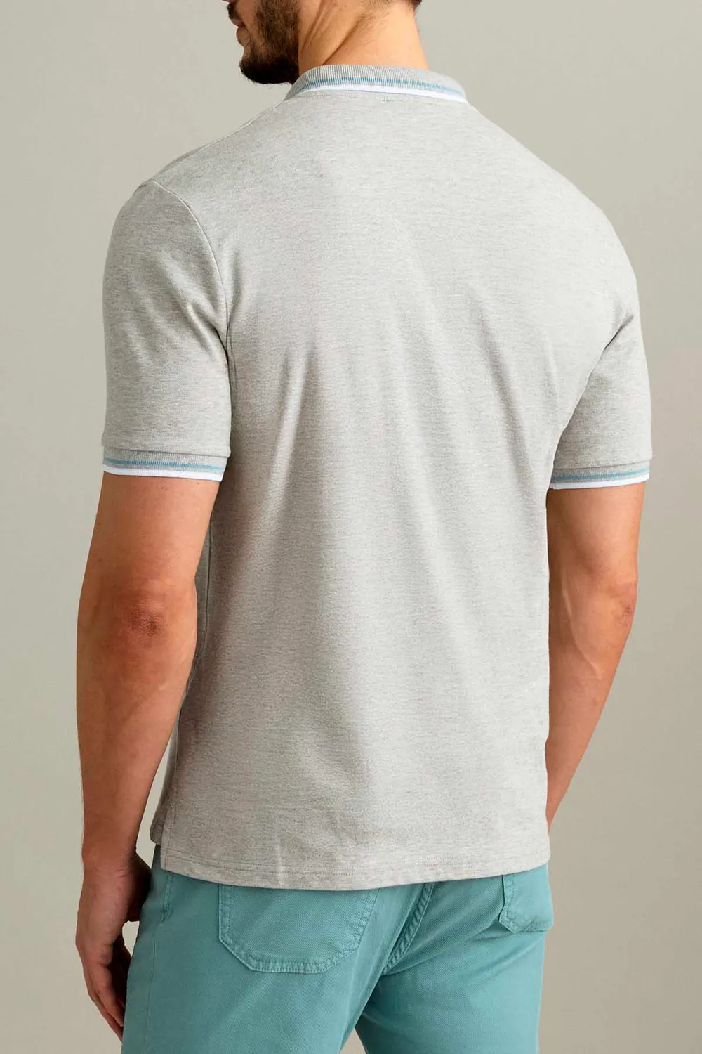 Jeckerson Polo Poloshirt grau Kurzarm Melange Piquet
