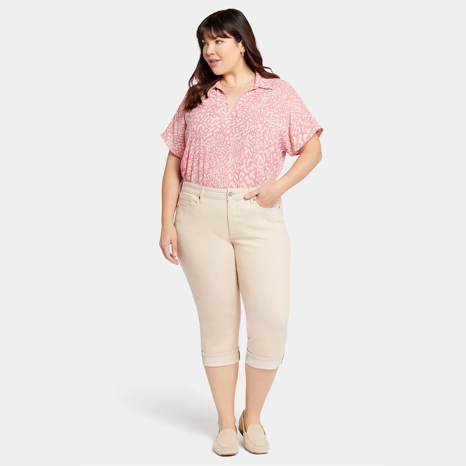 NYDJ Marilyn Straight Crop Jeans Plus Feather Beige