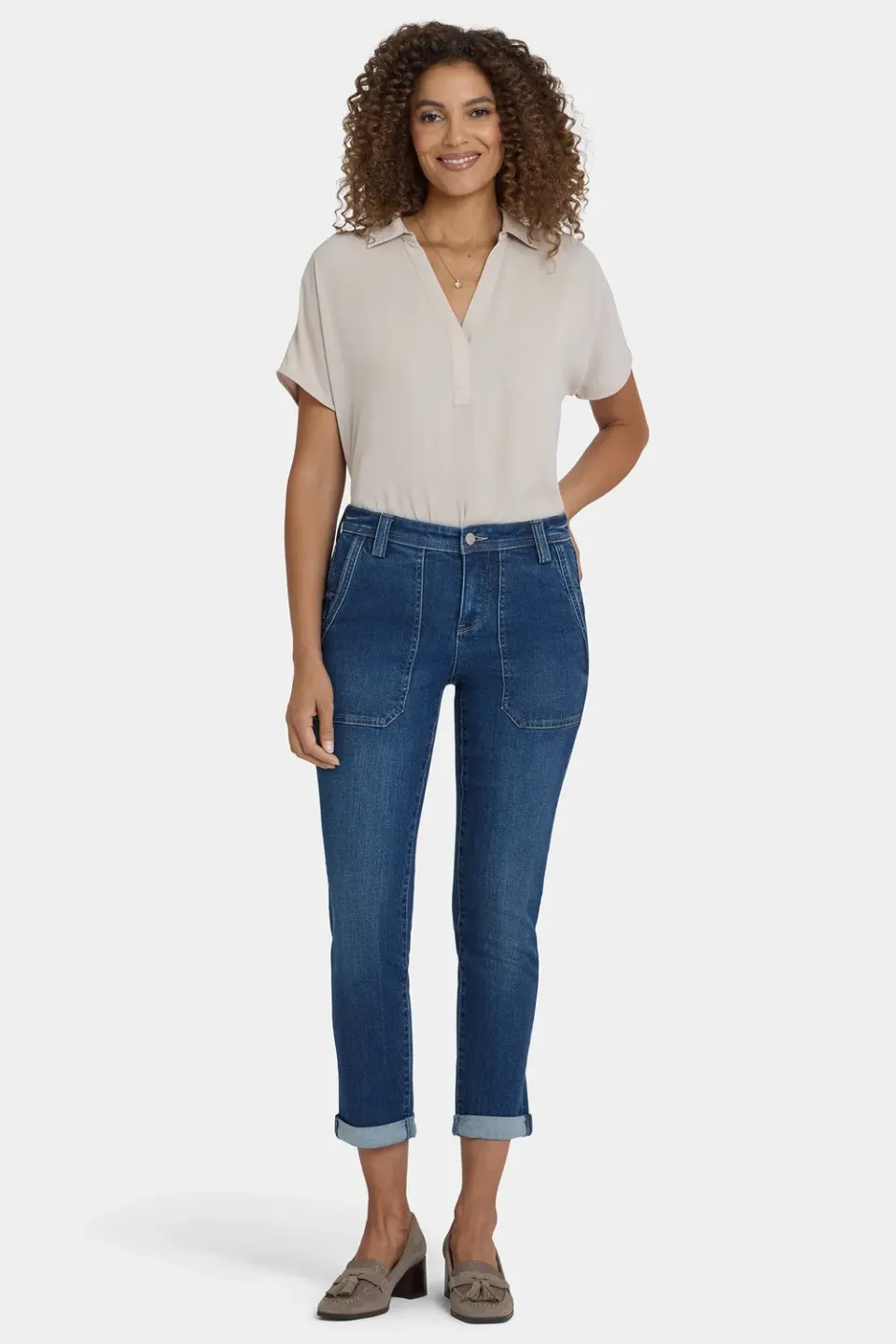 NYDJ Margot Girlfriend Jeans Petite Vintage Lapis Blau