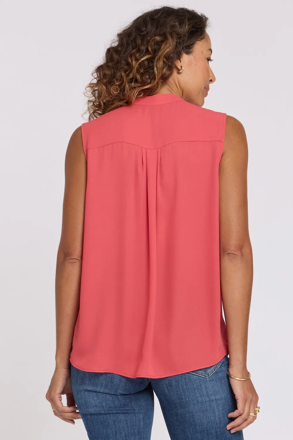 NYDJ Tie-Neck Chrysanthemum ärmellose Bluse Orange