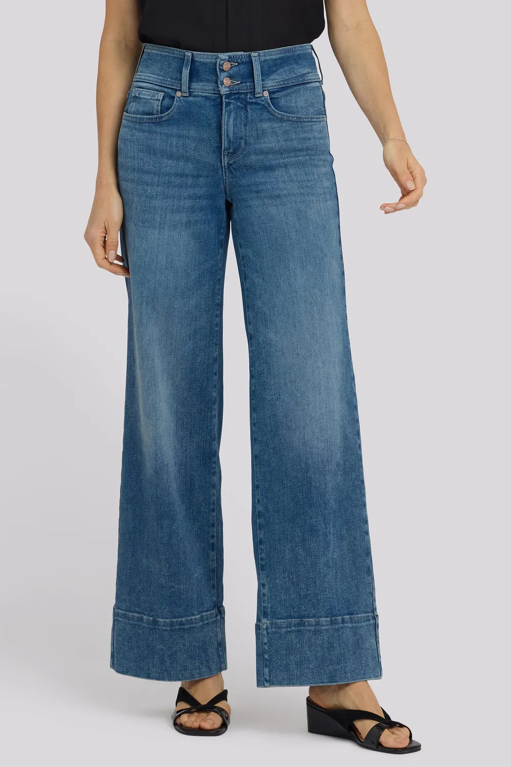 NYDJ Teresa Wide Leg Jeans Petite Breezy Palms Weit