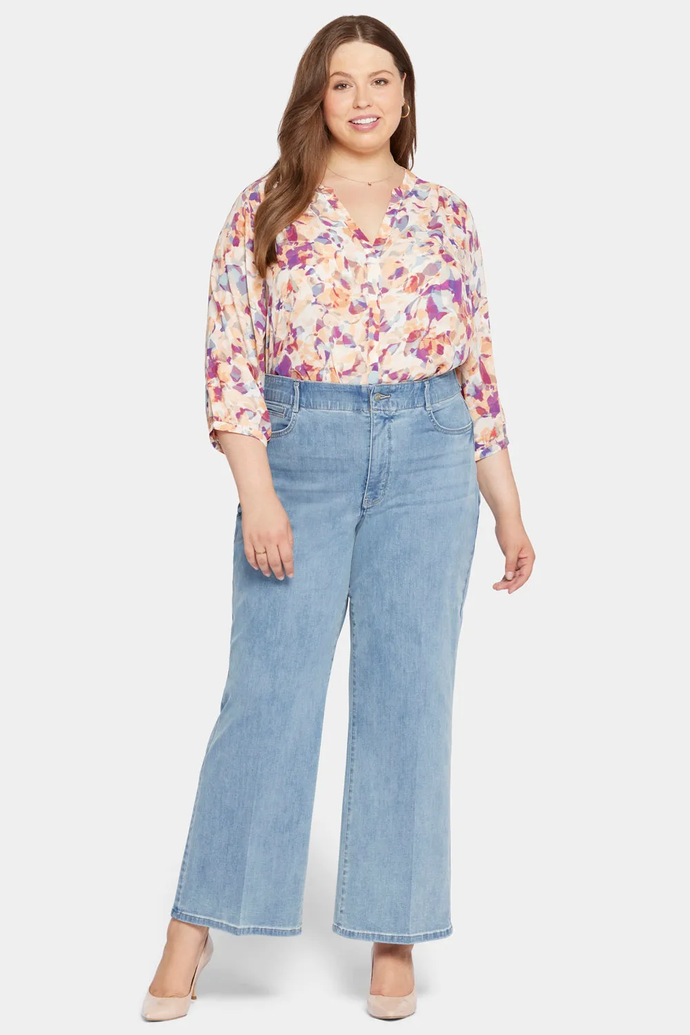 NYDJ Waist-Match Major Wide Leg Jeans Plus Crystalline