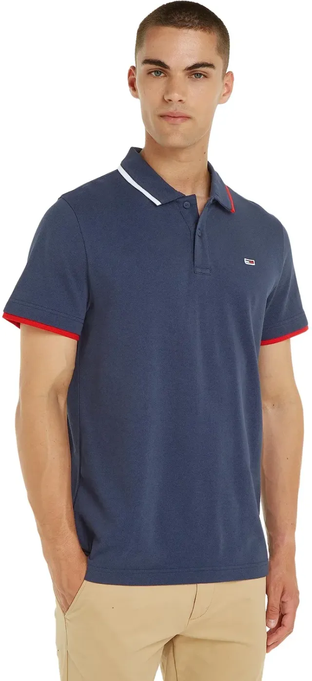 Tommy Jeans TJM Reg Flag Neck Polo Poloshirt Größe L