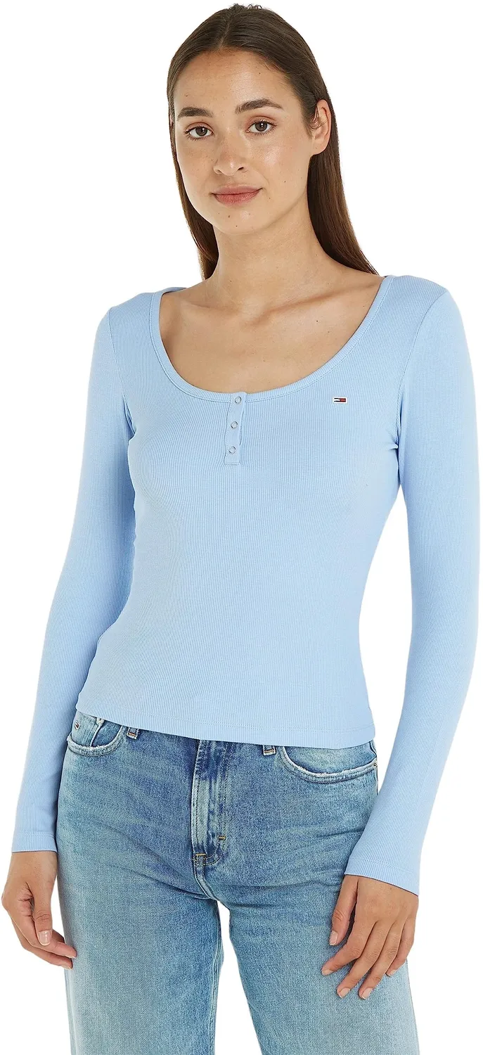 Tommy Jeans Slim Button Rib Strickpullover Ripp 1er