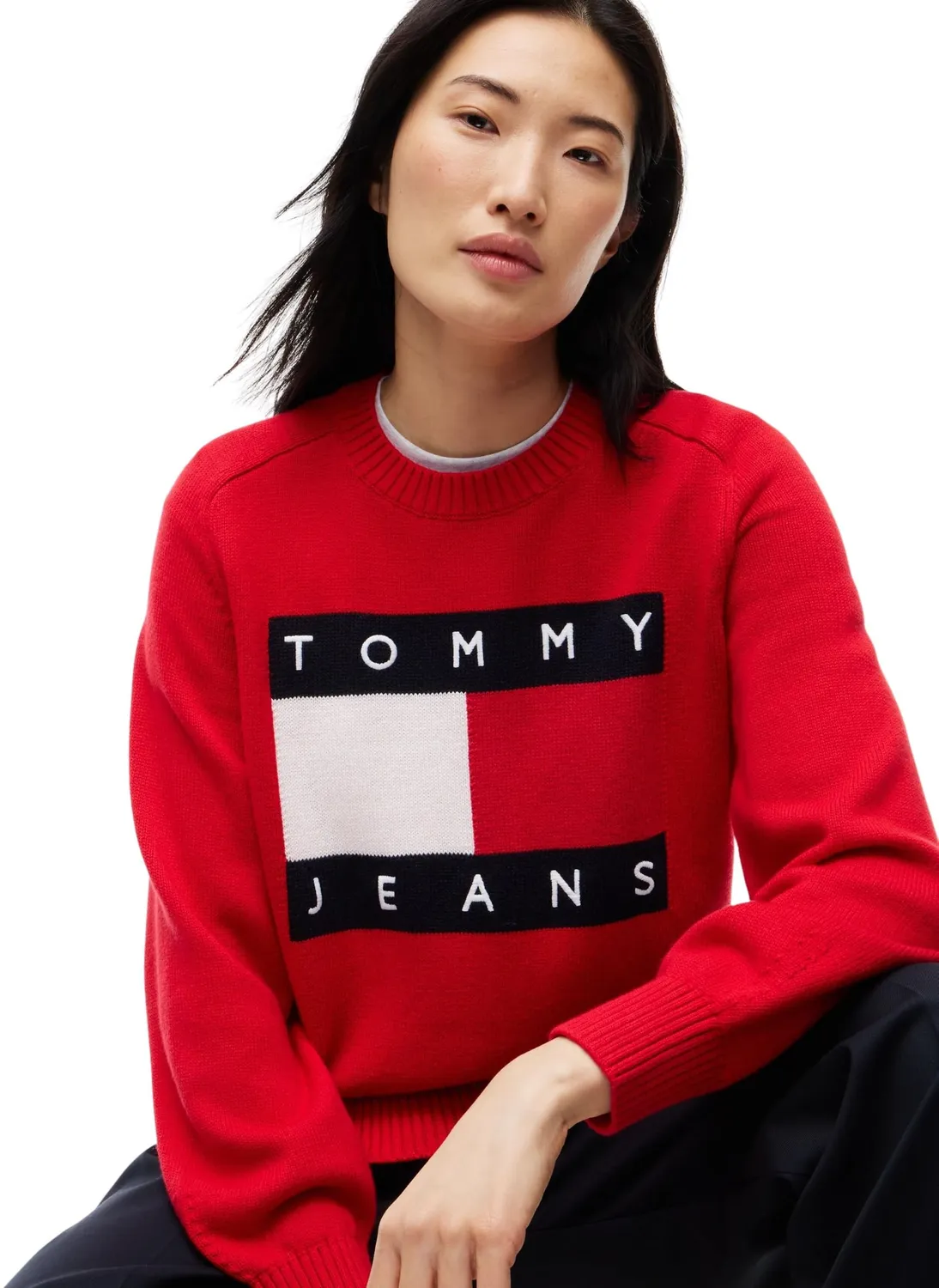 Tommy Jeans Flag Relaxed Fit Pullover Lavish Red 3XL