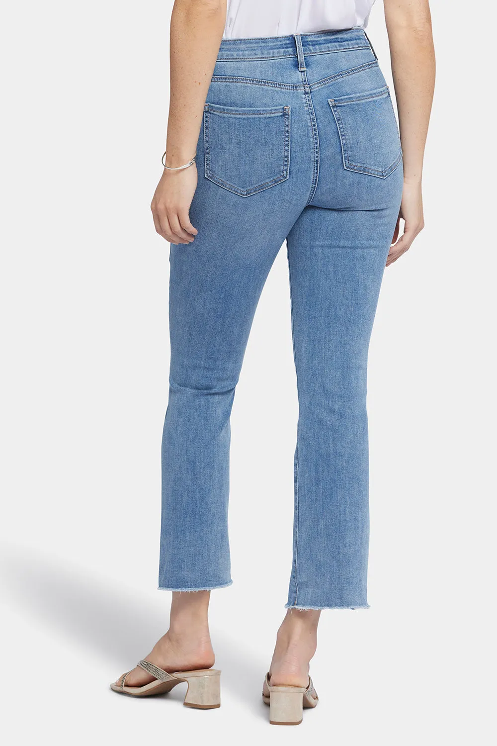 NYDJ Slim Bootcut Ankle Jeans Blau Fransensaum