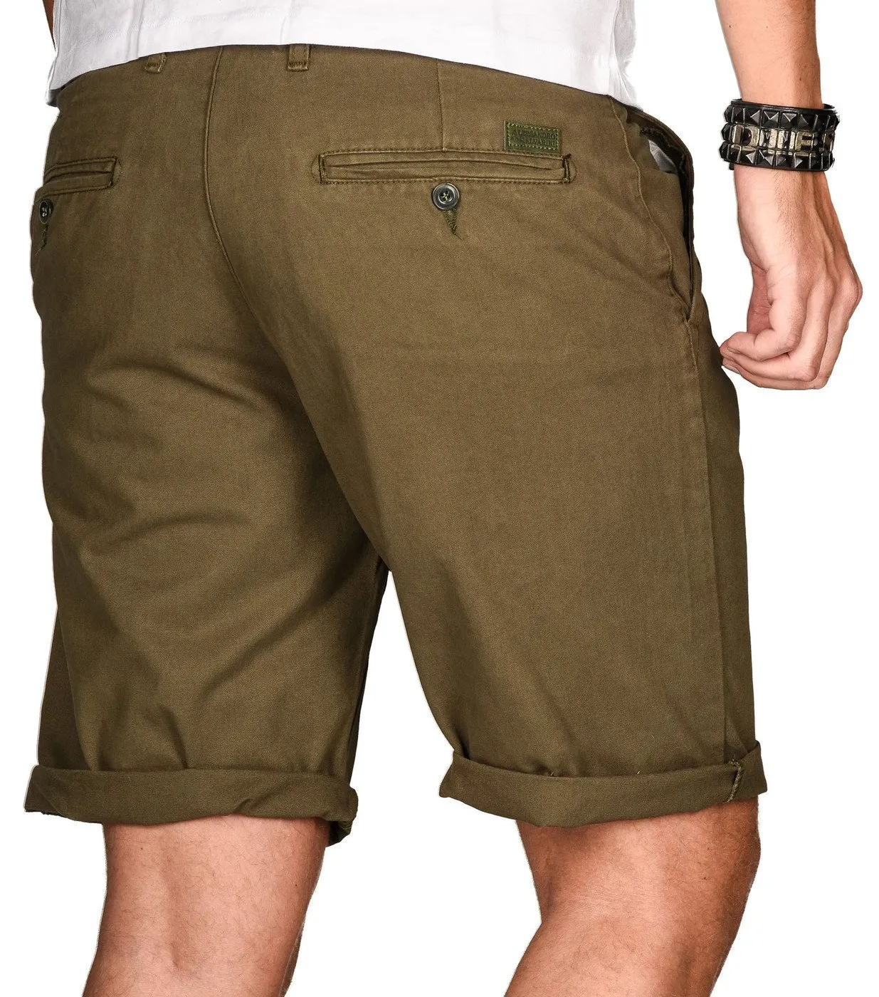 Alessandro Salvarini AS-096 Bermuda Shorts Beige mit Gürtel Baumwolle