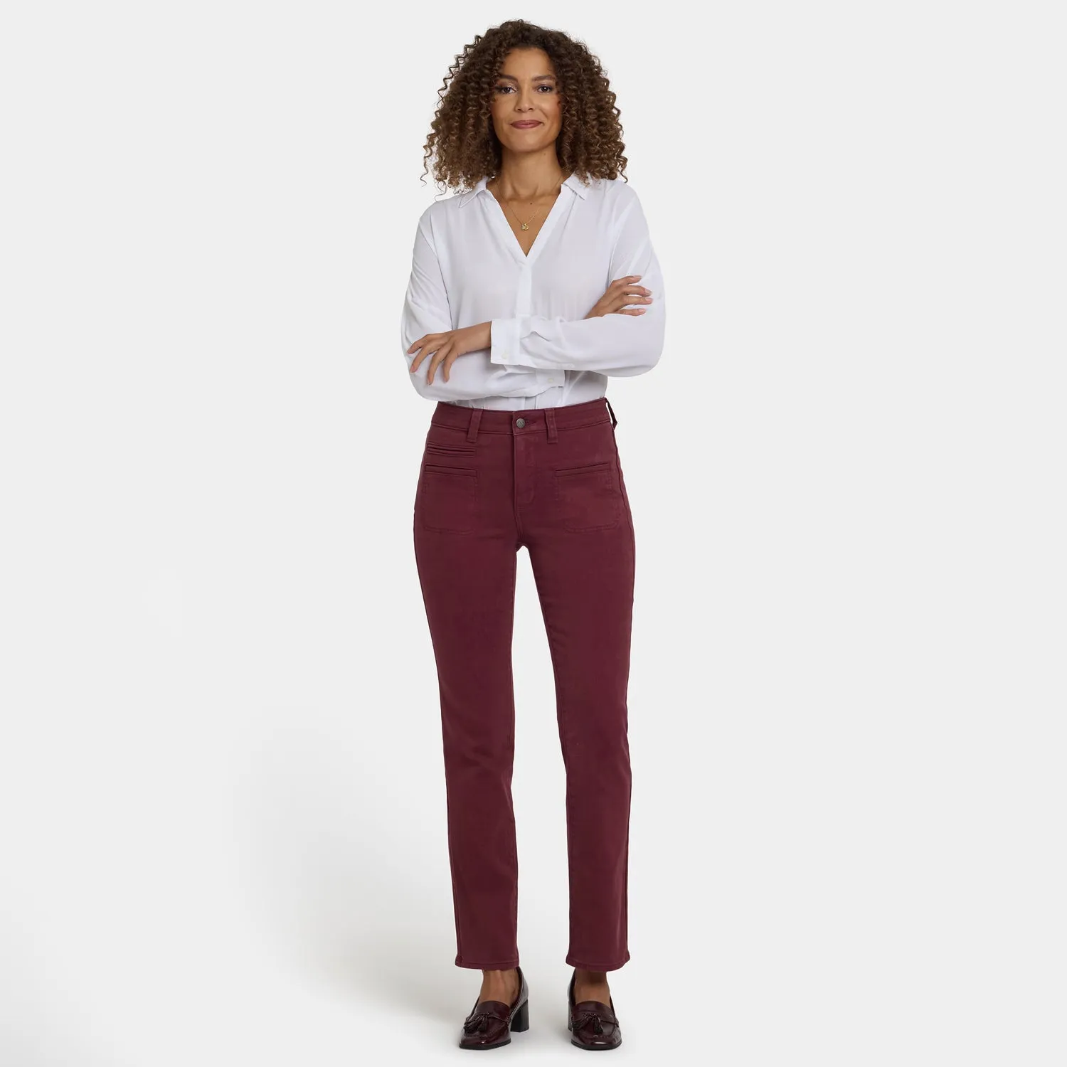 NYDJ Marilyn Straight Jeans Sienna Red Straight Rot High Rise