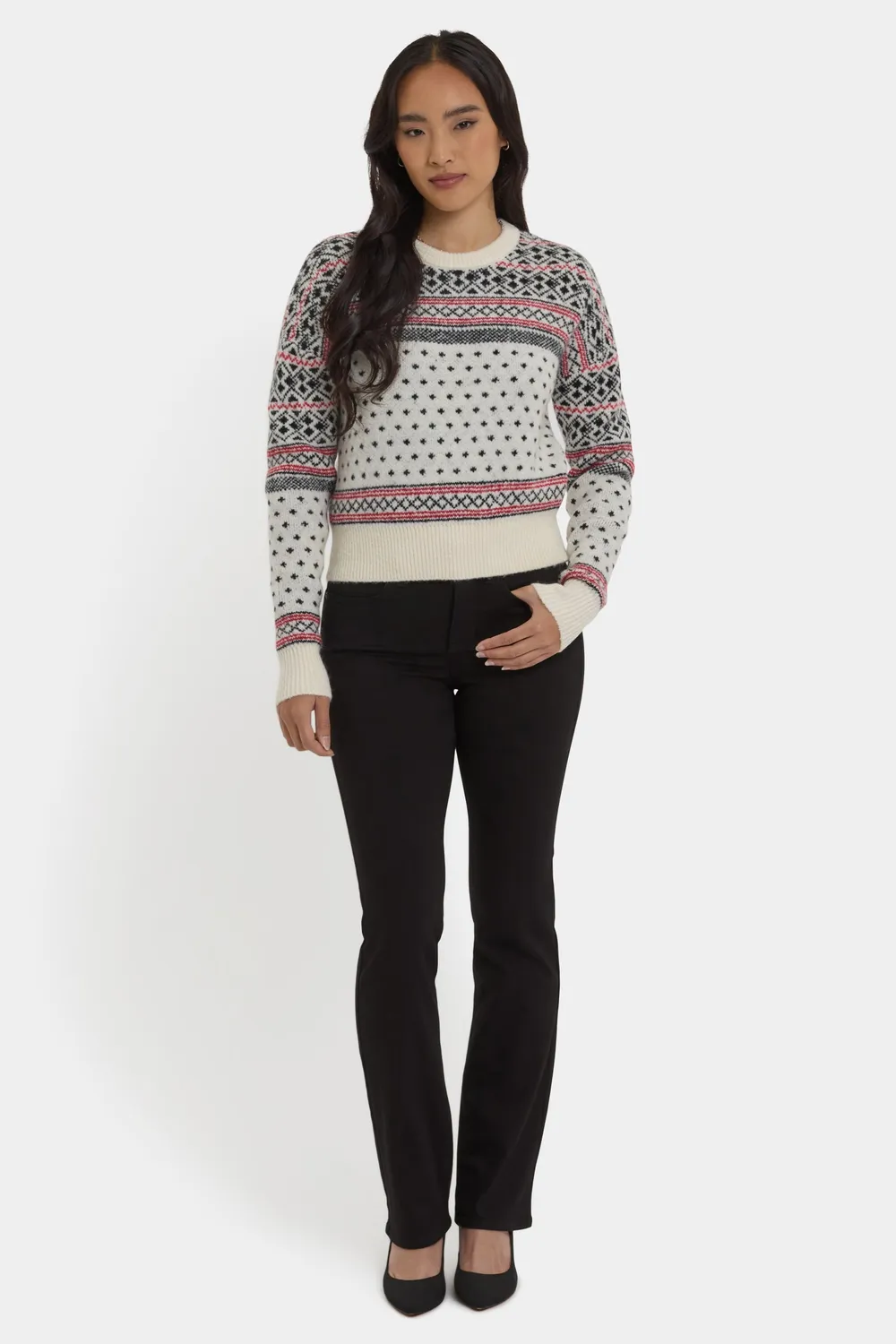 NYDJ Fairisle Pullover Ivory Black