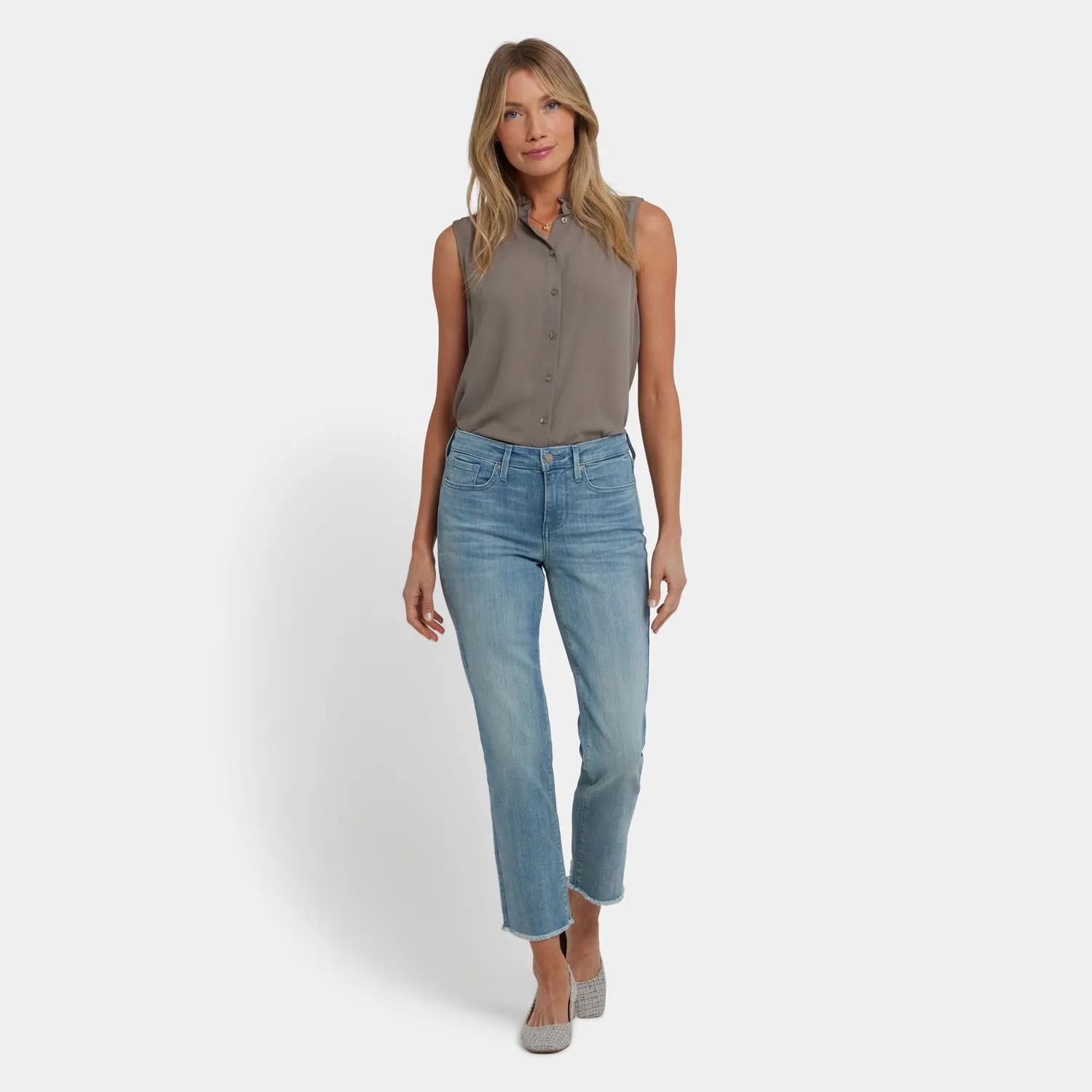 NYDJ Sheri Slim Ankle Jeans Light Paradise Fransensaum