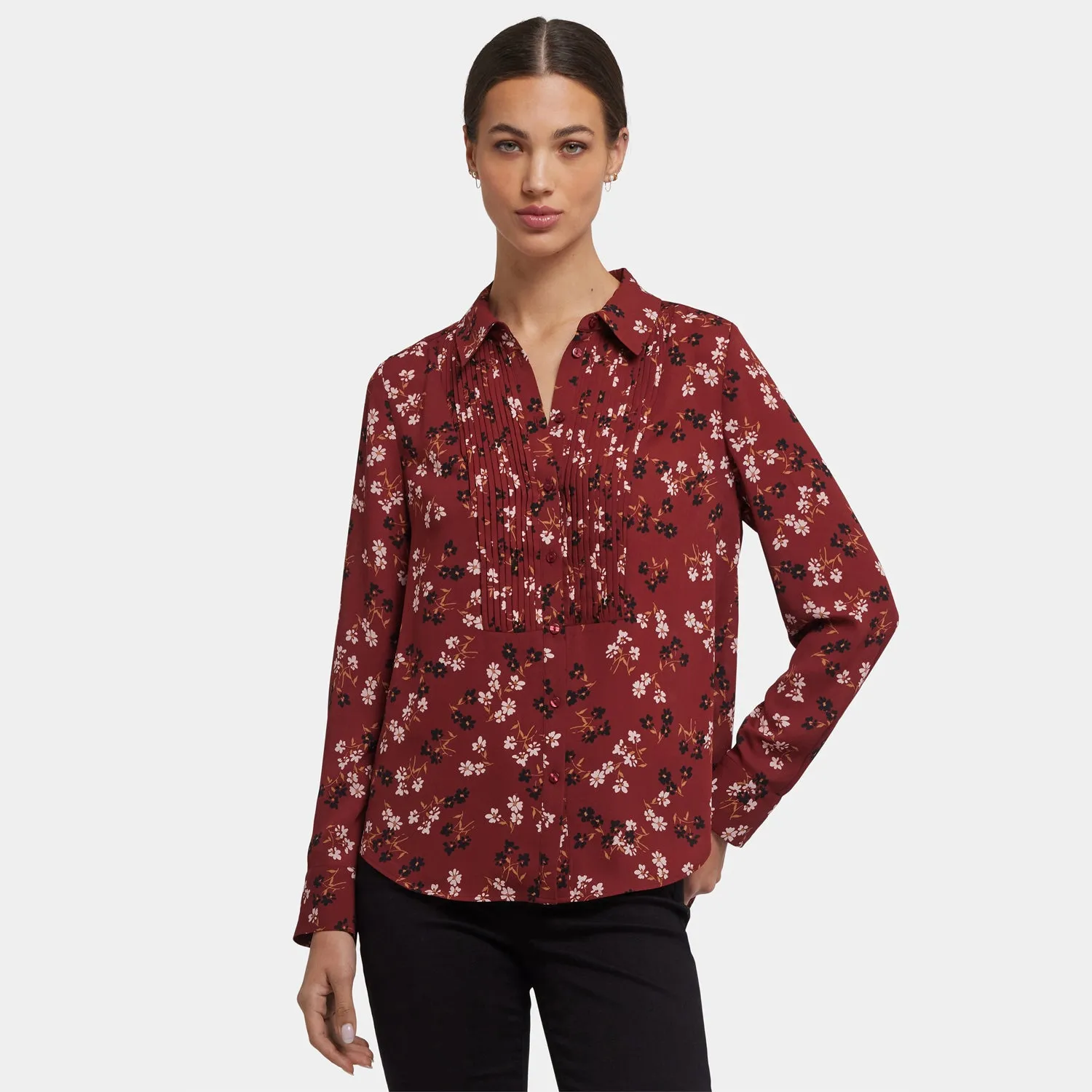 NYDJ Tuxedo Blouse Bluse Bienvenue Langarm Plissee