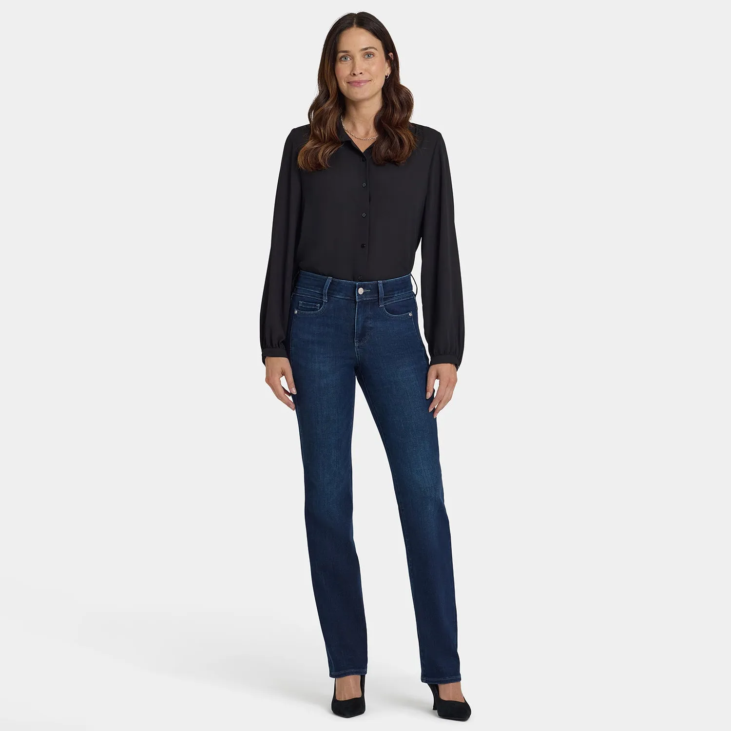 NYDJ Marilyn Straight Jeans Blackened Blue Dunkelblau
