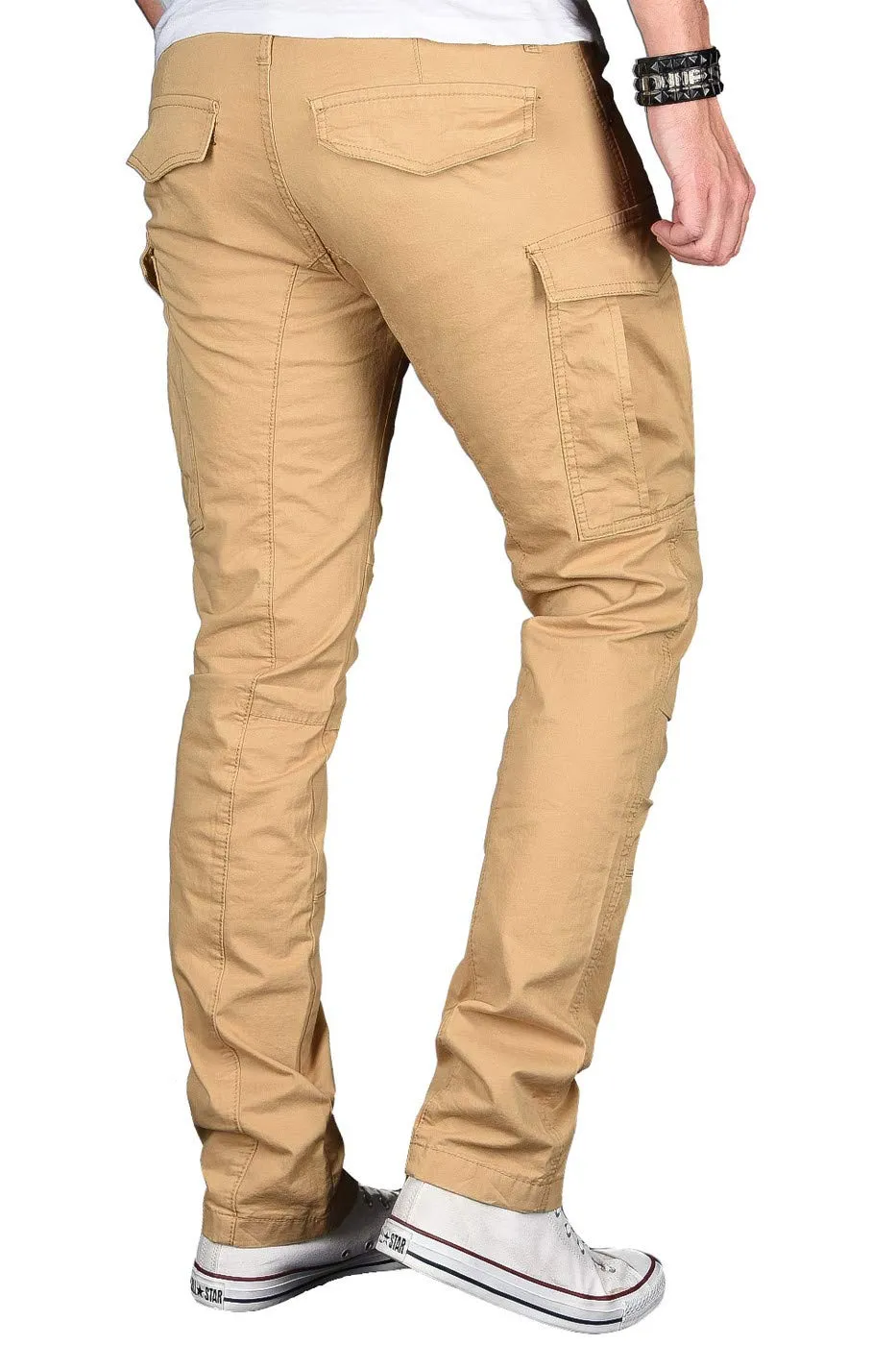 Alessandro Salvarini AS-032 Herren Cargohose Beige Stretch