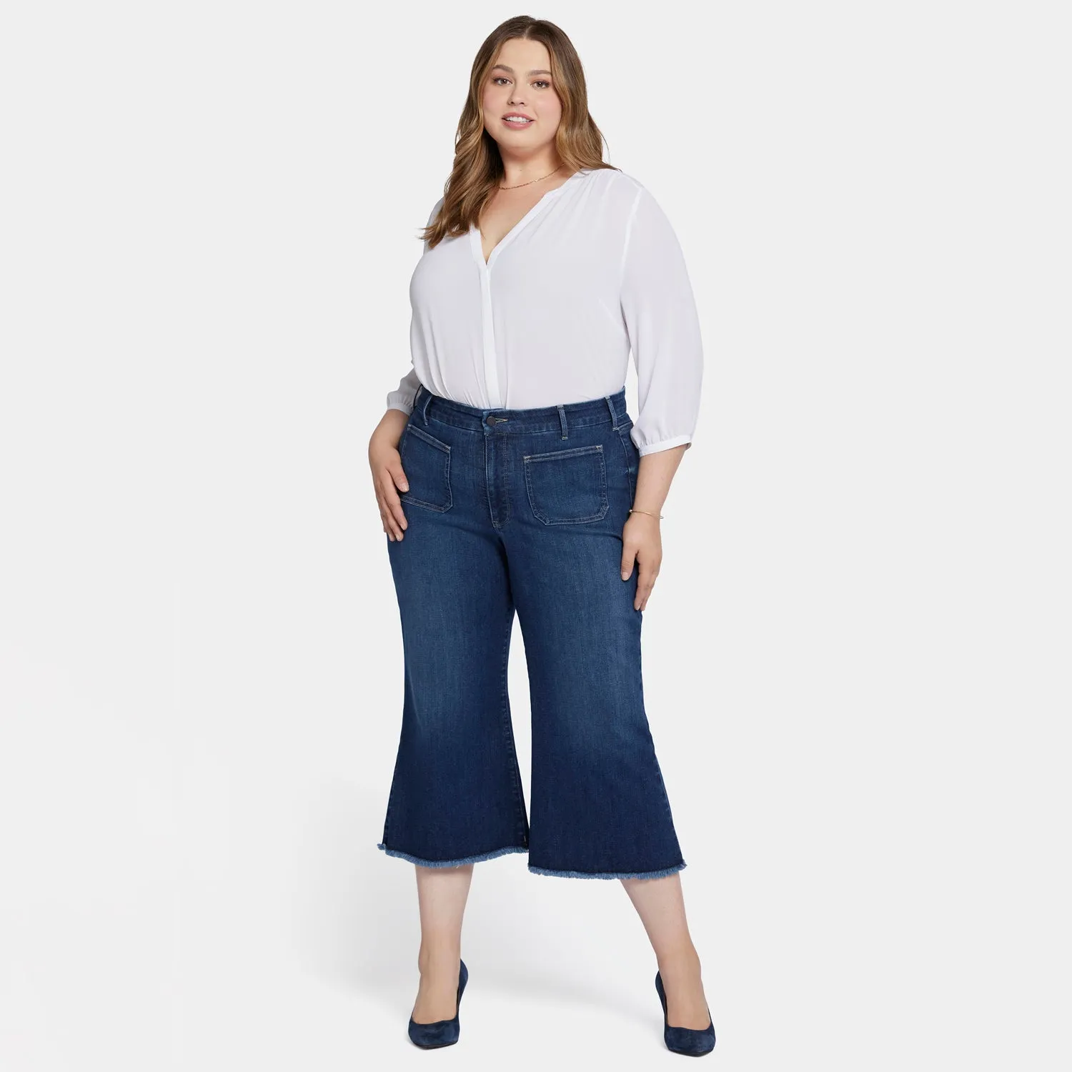 NYDJ Patchie Wide Leg Capri Jeans Plus Fanciful