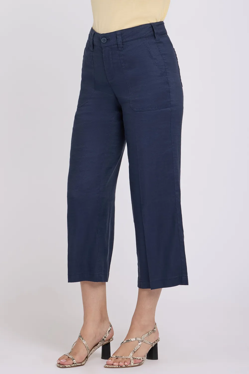 NYDJ Wide Leg Cargo Capri Hose Oxford Navy Leinen