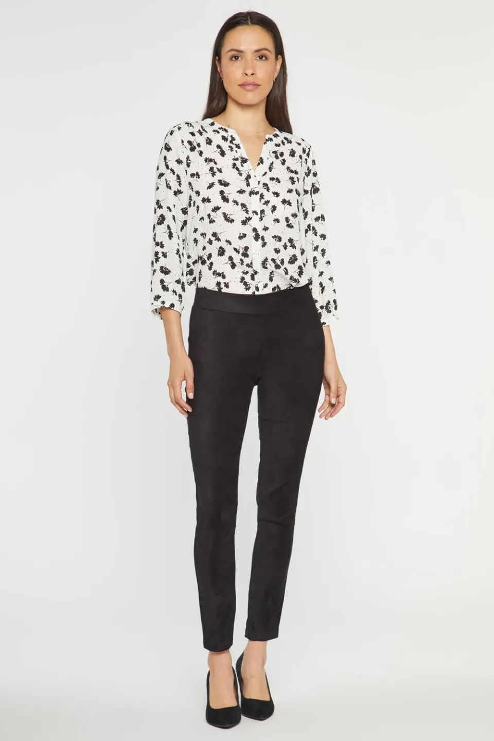 NYDJ Basic Legging Pants Hose Schwarz Petite Wildleder