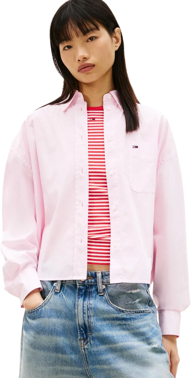 Tommy Jeans Essential Crop DW0DW22766 Shirt Rosa cropped