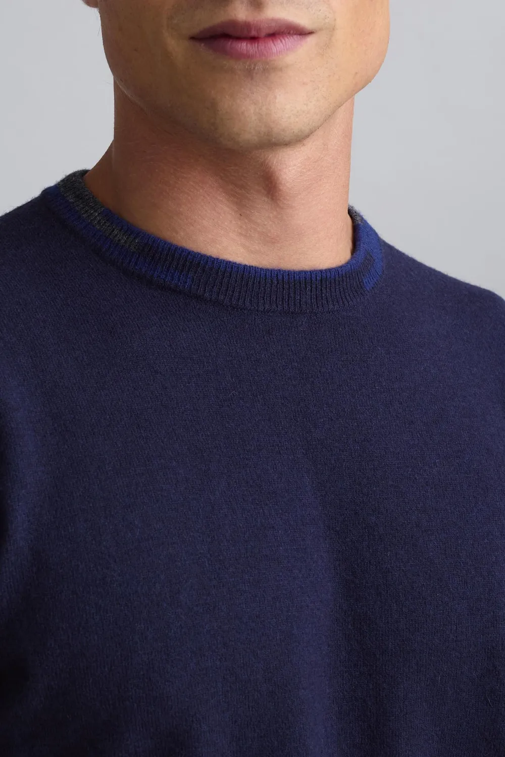 Jeckerson Girocollo Pullover dunkelblau Wolle cardato