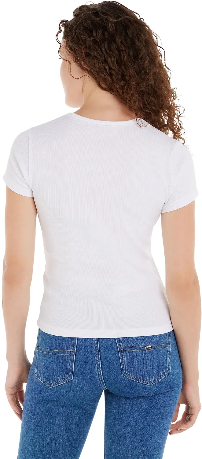 Tommy Jeans Essential Rib T-Shirt Damen M gerippt