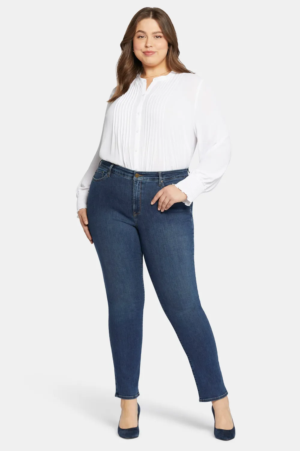 NYDJ Sheri Slim Jeans Cooper Plus Size mit Stretch