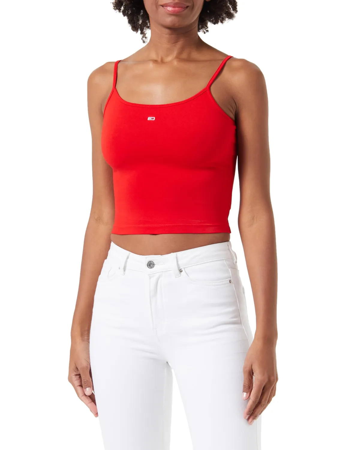 Tommy Jeans Strap Top DW0DW17381 Schwarz Cropped