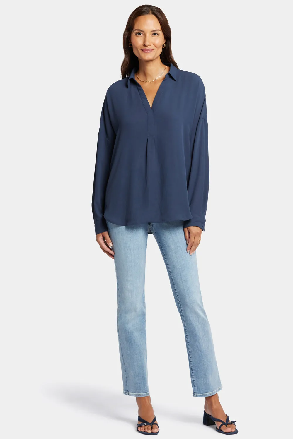 NYDJ Becky Bluse Oxford Navy Georgette