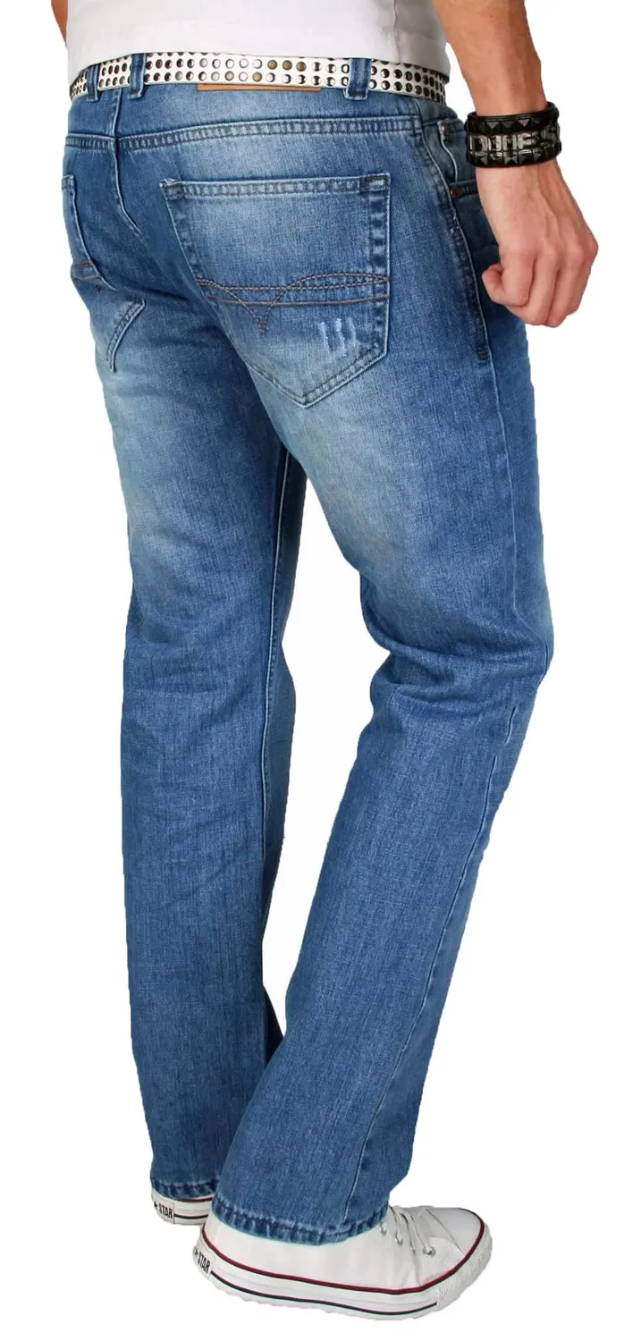 Alessandro Salvarini AS013 Jeans Herren blau stonewashed straight
